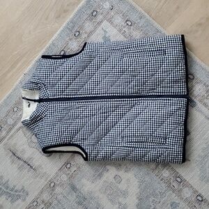 Vineyard Vines Girls Reversible Blue Gingam Zip-up Sherpa Vest SzS (7-8)